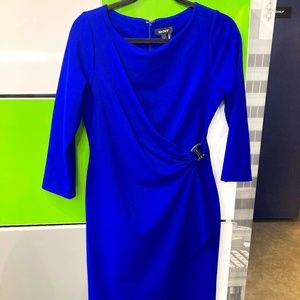 Blue DKNY Work Dress with Gold Fixture Size M